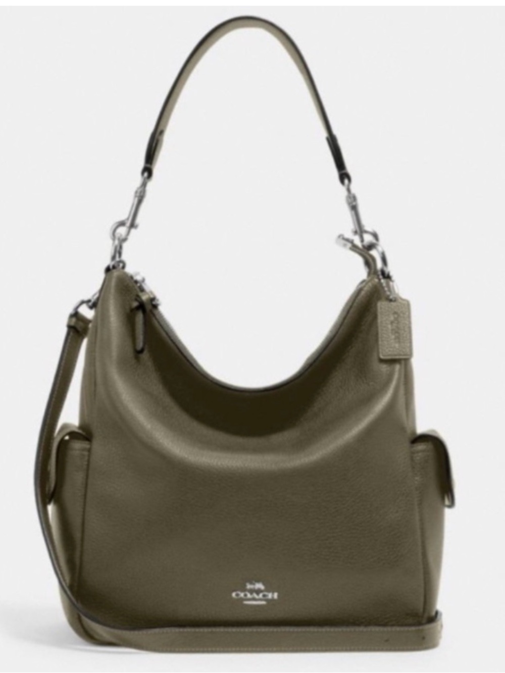 COACH Olive Green Leather Shoulder Hobo